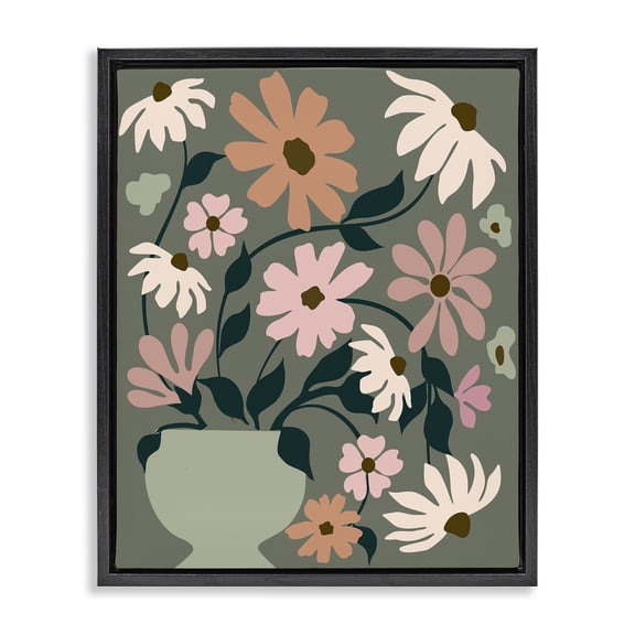Stupell Industries Gerbera Daisy Bouquet Botanical & Floral Painting Black Floater Framed Art Print Wall Art, 17 x 21
