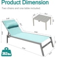 thumbnail image 2 of Domi Patio Chaise Lounge Set of 3,Aluminum Adjustable Pool Lounge Chairs with Side Table,Sunbathing Lounger for Deck Lawn Patio Backyard,Textilene - Turquoise Blue, 2 of 8