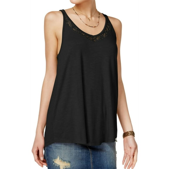 Womens Lace Trim Knit Blouse