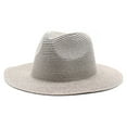 thumbnail image 4 of harmtty Panama Hat Vintage British Style Unisex Candy Color Anti-UV Summer Hat Headwear,Navy Blue, 4 of 8