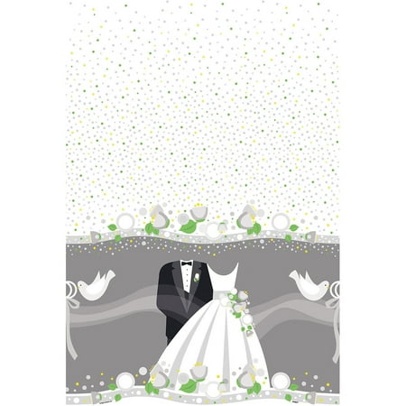 (3 Pack) Silver Wedding Plastic Tablecloth, 84 x 54 in,