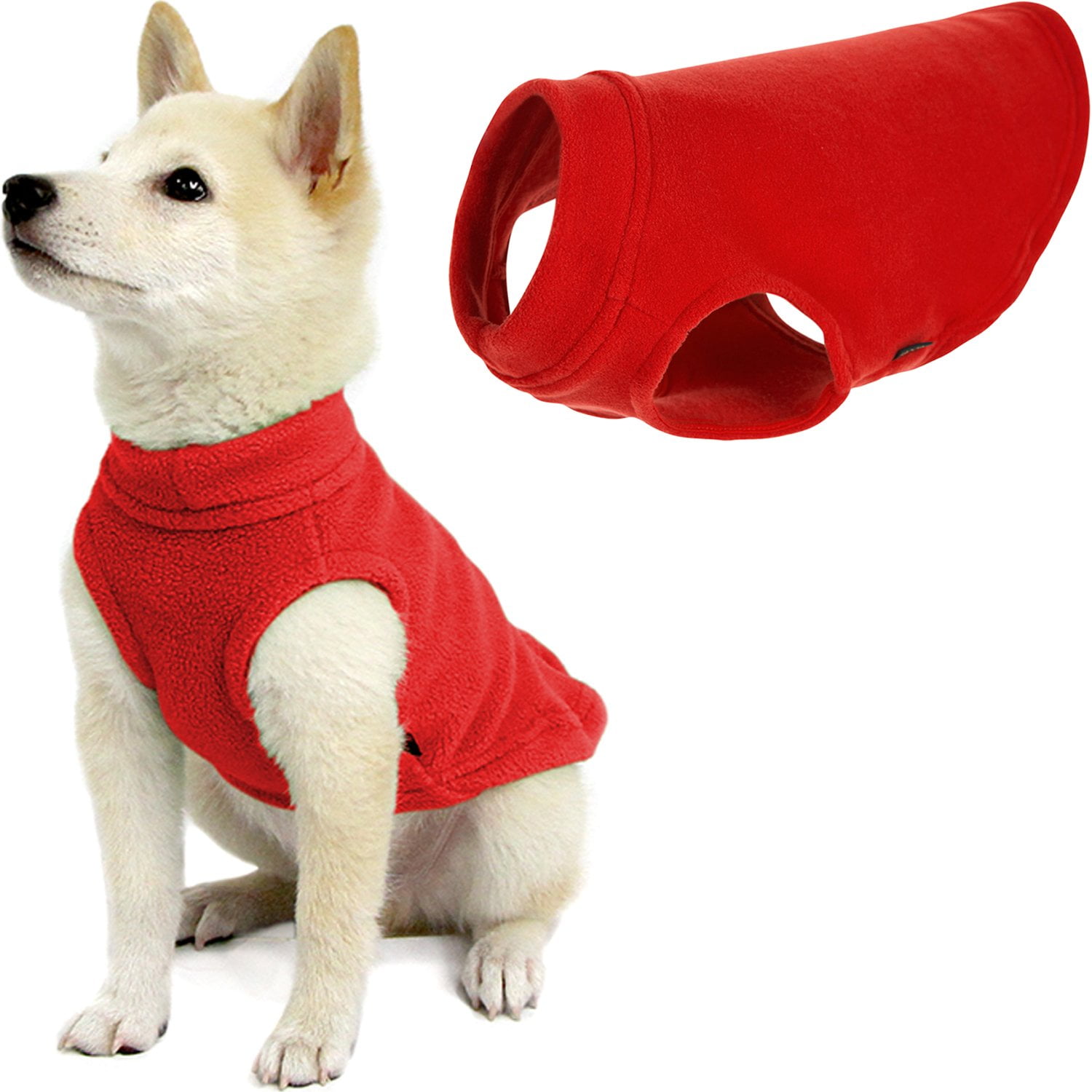 Gooby Stretch Fleece Vest Dog Sweater Red, Medium Warm Pullover