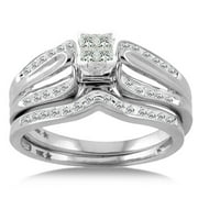 QUALITY ISSUE - 1/3 Carat Square-Cut Diamond Bridal Set