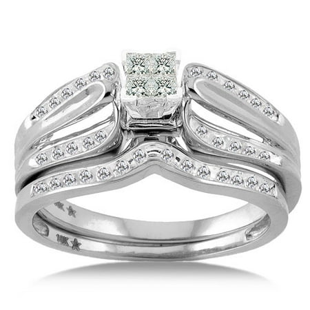 QUALITY ISSUE - 1/3 Carat Square-Cut Diamond Bridal Set