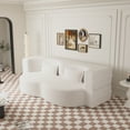 thumbnail image 6 of 15" Full Size Floor Sofa Bed - Convertible Teddy Fabric Sleeper with 2 Pillows (Beige), 6 of 18