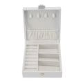 thumbnail image 2 of Jewelry Case, Single Layer Magnetic Button Portable Classified Space Jewelry Storage Case  For Travel White, 2 of 8