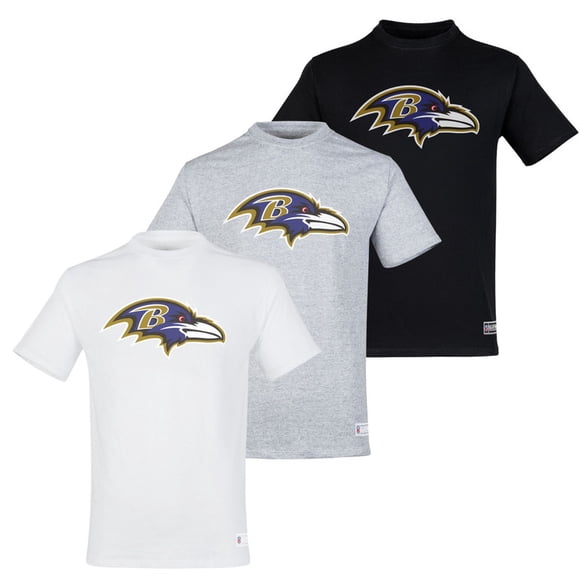 NFL Paquete de 3 Playeras Baltimore Ravens para Hombre, Talla Chica