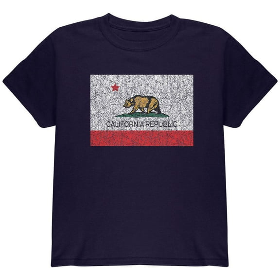 Bear California Republic Youth T Shirt Navy YXL