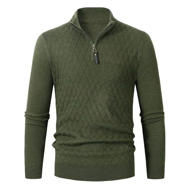 TIMIFIS Men's Soft Sweaters Quarter Zip Turtleneck Pullover Classic Ribbed Lightweight Turtleneck Sweater Pullover - Fall/Winter