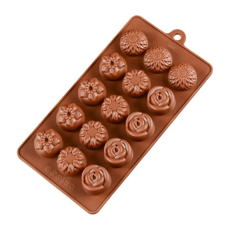 

TureClos 15 Cavity Flower DIY Jelly Ice Mould Gummy Candy Floral Silicone Chocolate Baking Tray