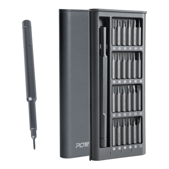 POWERTEC 25-in-1 Precision Screwdriver Set – Magnetic Mini Repair Tool Kit with CR-V Bits & Swivel Cap Handle for Electronics, Phones, Watches, Eyeglasses, and More, 72276N