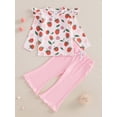 thumbnail image 2 of Suealasg 2Pcs Toddler Baby Girl Fall Winter Outfits Long Sleeve Strawberry Print Tops + Flare Pants Set 6M 11T 2T 3T 4T Kids Girl Clothes, 2 of 8