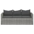 thumbnail image 2 of vidaXL 3-Seater Garden Sofa with Cushions Grey Poly Rattan, 2 of 5