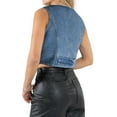 thumbnail image 4 of Veste en Jean Sans Manches pour Femmes Col en V Boutonnée Veste Courte Décontractée Légère Mode Élégante, 4 of 4