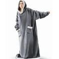 thumbnail image 5 of Oversized Wearable Blanket Hoodie, Warm Cozy Fall Winter Loungewear Robe with Hood for Adult, Outdoor Home Use, 5 of 6