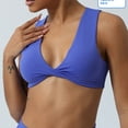 thumbnail image 4 of Xfvqtps Sports Bra for Women Racerback Deep V Neck Standard Strap Padded Elastic Breathable Yoga Athletic Exercise Bras Blue, 4 of 6