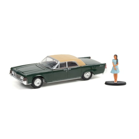 1965 Lincoln Continental Convertible and Woman in a Dress, Spanish Moss Green and Tan - Greenlight 97110B/48 - 1/64 scale Diecast Model Toy Car
