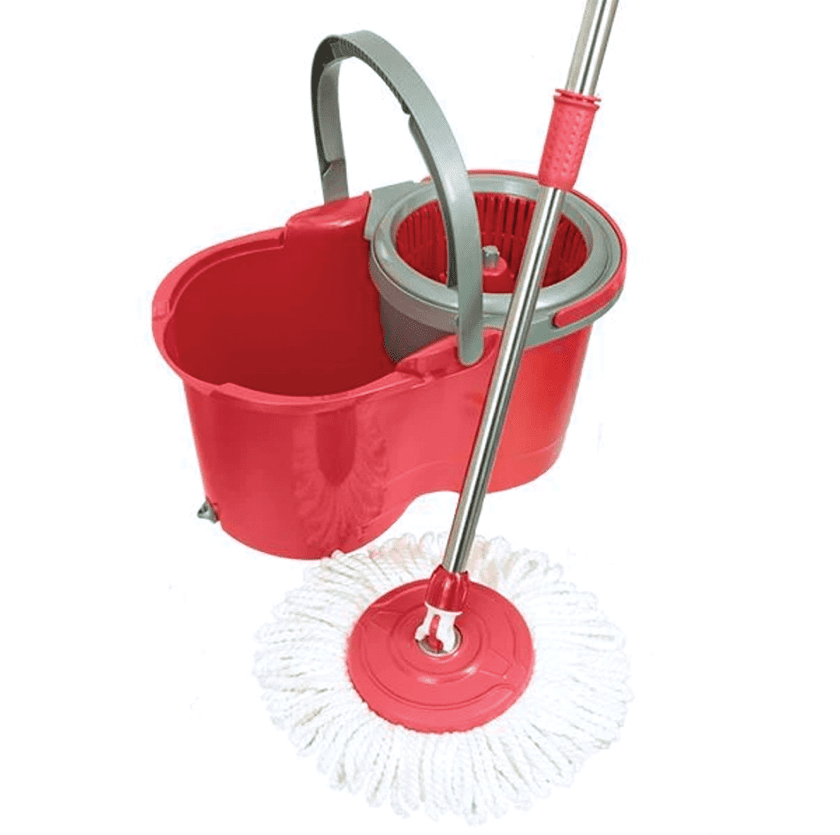 Mop 360 Rotating Spin Wheel Bucket with 2X Microfiber Head 360 Degree Rotatable 