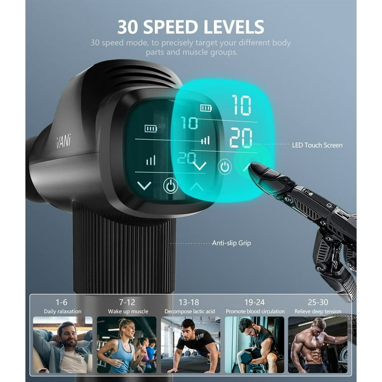 Massage Gun for Athletes Deep Tissue Back Massager with 20 Adjustable  Speeds, 10 Types of Massage Heads Duty Motor for Back Pain, Shoulder, Neck,  Body, All Muscles Recover & Massage Carbon Fiber