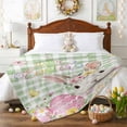 thumbnail image 3 of Throw Blanket Fleece Throw Blanket 40x50in, Easter Watercolor Floral Bunny Soft Lightweight Bed Blankets Spring Flower Egg Green Lattice Fuzzy Couch Blankets for All Season, 3 of 9