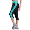 thumbnail image 2 of Capri Leggings for Women Elastic High Waist Color Block Slim Fit Athletic Workout Running Yoga Pants Capris with Pockets, 2 of 8