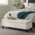 thumbnail image 3 of Chantal Velvet Storage Ottoman Bench, Ivory and Dark Brown, 3 of 13