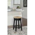 thumbnail image 2 of Linon Maya 25" Backless Indoor Round Counter Stool with Swivel, Black/Natural Seagrass, 2 of 7