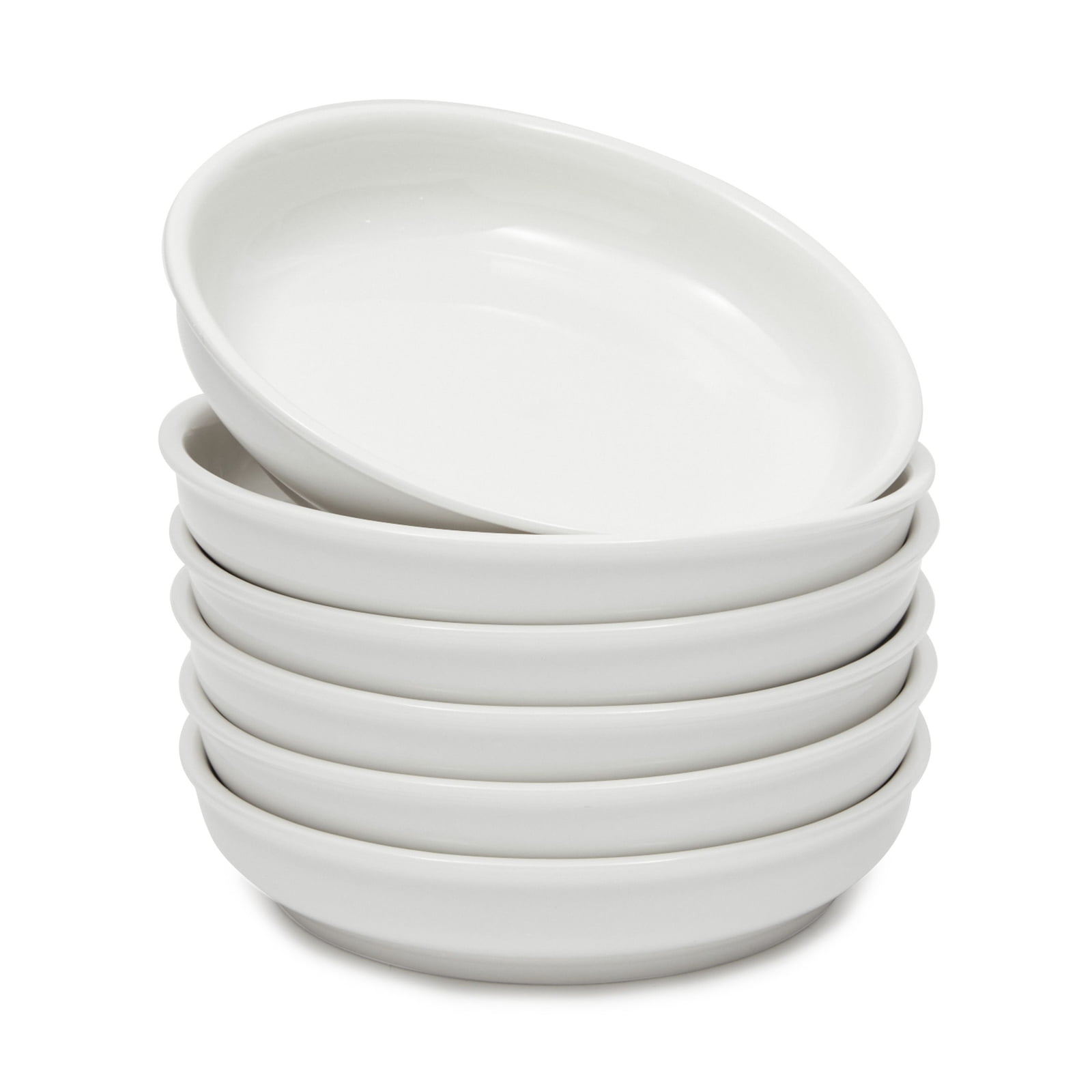 Lot of 4 Food Network White Stoneware Salad Pasta Bowls Large Rim 8.5” Diameter 