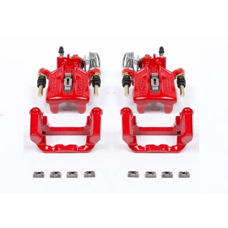 Power Stop Rear Pair of Red Powder Coated Calipers S4824A