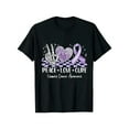 thumbnail image 1 of Womens Peace Love Cure Periwinkle Ribbon Stomach Cancer T-Shirt Black Casual Crew Neck, Cotton, All-Season Wear, Relaxation Wear | Serene Design | Comfortable Fit, 1 of 5