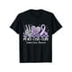 thumbnail image 1 of Womens Peace Love Cure Periwinkle Ribbon Stomach Cancer T-Shirt Black Casual Crew Neck, Cotton, All-Season Wear, Relaxation Wear | Serene Design | Comfortable Fit, 1 of 5