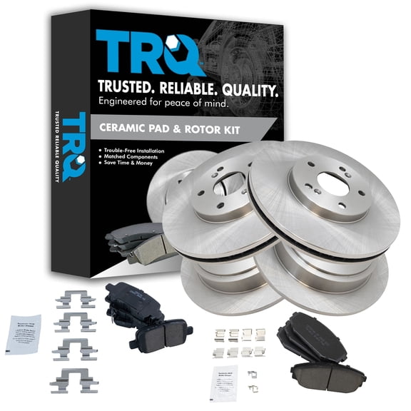 TRQ Front and Rear Brake Pad & Rotor Kit Brake Pads Brake Rotor Ceramic Fits Select 2001-2002 Acura MDX