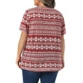 thumbnail image 3 of Agnes Orinda Women's Plus Size Boho Print  Tops Square Neck Short Sleeve Blouse Summer Casual T-Shirt 1X Red, 3 of 6