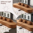 thumbnail image 6 of Tabaray  130" Modular Sectional Sofa Couch, Minimalist Modern Curved Sofa Couch w 3 Pillows, 2 Piece Free Combination, Terry Cloth Fabric Sofa Couch for Living Room Furniture, Salon, Hotel (Brown), 6 of 8