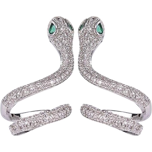Pendientes de serpiente un par Pendientes de mujer Pendientes de serpiente Pendientes de serpiente Plata, Tachuelas, Zirconia cúbica, Para cartílago, Izquierda, Derecha, Moda, Regalo para niñas JFHHH pequeña