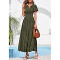 thumbnail image 3 of PRETTYGARDEN Womens Boho Maxi Dress Floral Summer Spring Short Sleeve V Neck A Line Embroidered Beach Vacation Dresses, 3 of 8