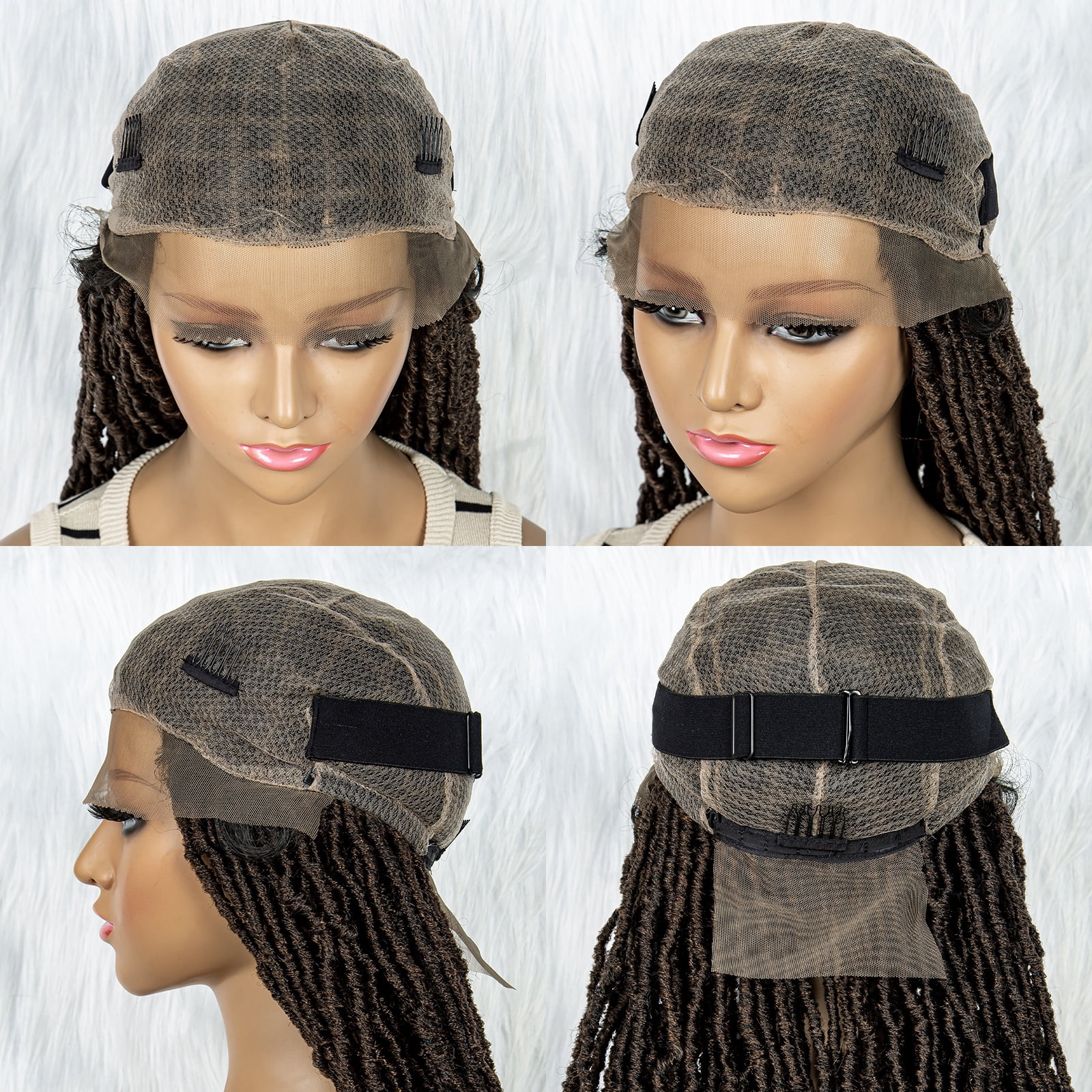 Locs Wigs 36 Inches Full Double Lace Square Knotless Dreadlock Braiding Wig with Baby Hair for Black Women Synthetic Lace Frontal Long Cornrow Box Braided Wigs (1B/30 Color)