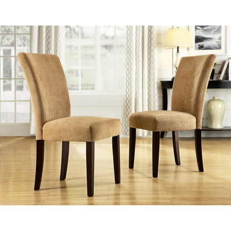 Weston Home Royal Camel Chenille Parson Chairs - Espresso - Set of