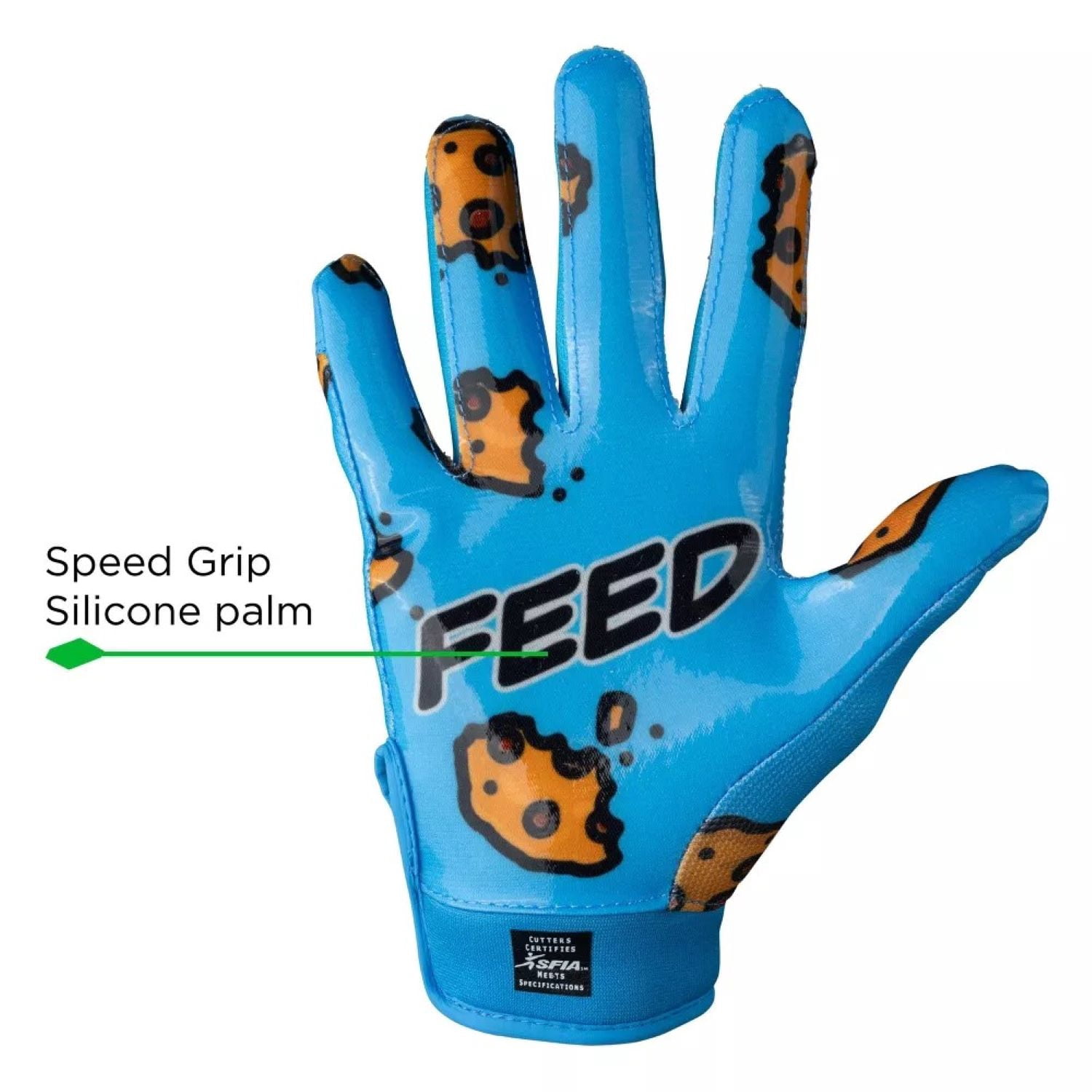 Cutters, Game Day Football Receiver Gloves, Youth, L/XL, Feed Me