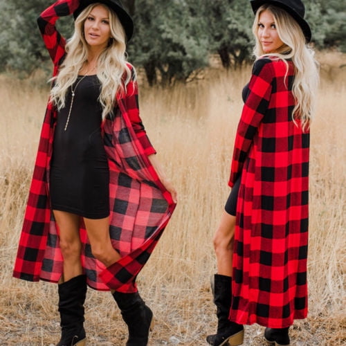 Plaid cardigan best sale outfit