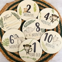 LAMIRO Wooden Announcement Sign Welcome Newborn,Wooden Baby Monthly Card,Photography Props Month Round Sign