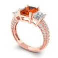 thumbnail image 2 of 3.61 ct Emerald Cut Simulated Red Diamond 3 Stone 14K Rose Gold Womens Engagement Ring, 2 of 5
