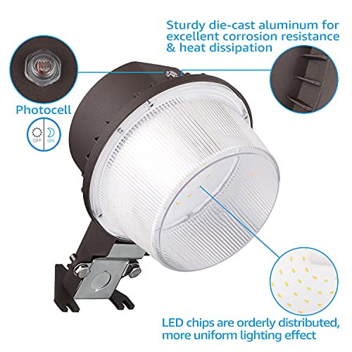TORCHSTAR LED Barn Light, Dusk to Dawn Area Lights with Photocell, Outdoor Security Flood Lighting, ETL & DLC Listed, Wet Location, 110-277V, Garage, Farm, 5-Year Warranty, 5000K Daylight, B