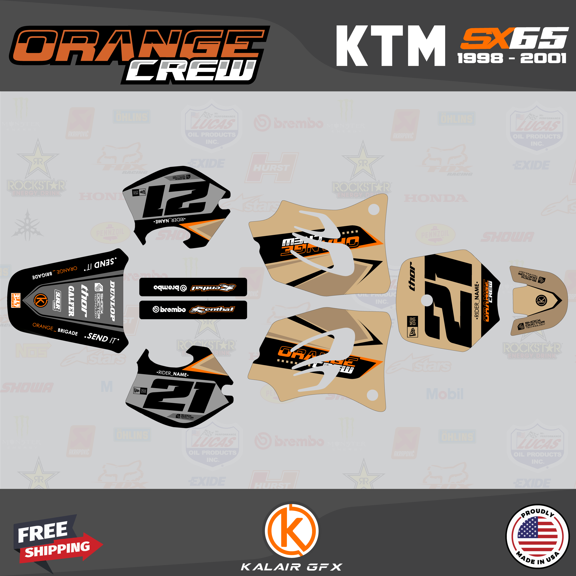 Kalair GFX Graphics Kit for Ktm SX65 (1998-2001) Orange-crew Series