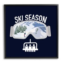 Stupell Industries Ski Season Phrases Sports Goggles Snowboard Slopes Blue, 24 x 24, Design by Ashley Singleton
