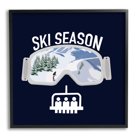 Stupell Industries Ski Season Phrases Sports Goggles Snowboard Slopes Blue, 24 x 24, Design by Ashley Singleton