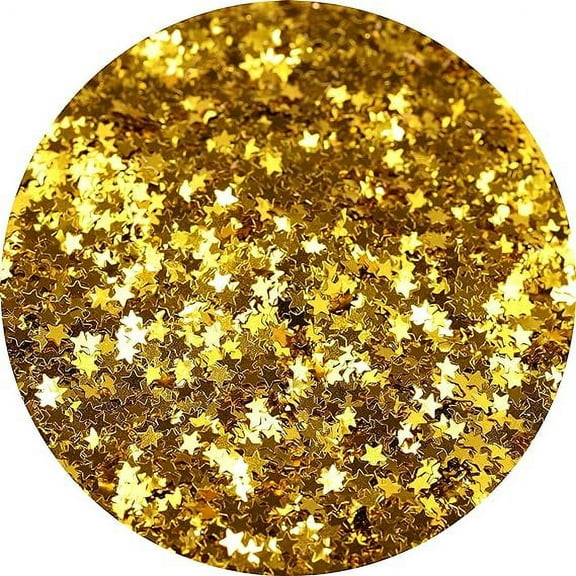 Nail Glitter - Gold Stars Chunky Glitter in Jar - 2,5 Oz Glitter for Crafts - Glitter for Slime - Face Glitter - Candle Glitter - Body Glitter