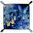 thumbnail image 2 of Women Girls Leather Square Dish Trinket Plate Jewelry Tray, Tie Dye Butterflies Blue Paintaing Mothers Day Birthday Gift, 2 of 6