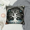 thumbnail image 2 of PRATYUS Tree of Life Pillow Covers, Sun And Moon Throw Pillow Covers, Gothic Bohemian Cushion Covers, Trippy Galaxy Stars Decorative Square Pillow Cases Bedroom Decor, White And Black 18x18in, 2 of 5