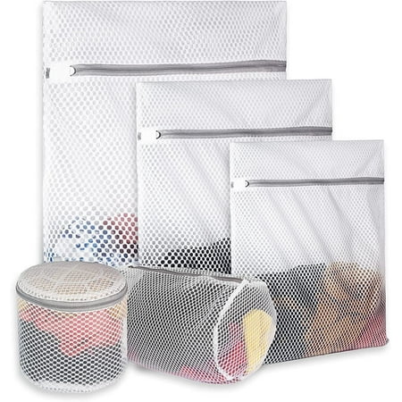 

5Pcs Durable Honeycomb Mesh Laundry Bag for Delicates Jeans Bath Towels Bed Sheets(1 Extra Large 20 x 24 1 Large 16 x 20 1 Medium 12 x 16 1 Cylinder 9 x 13 1 Bra Wash Bag 6 x 7 )